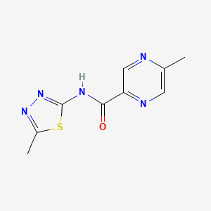 molecular formula C9H9N5OS B13103640 5-methyl-N-(5-methyl-1,3,4-thiadiazol-2-yl)pyrazine-2-carboxamide 