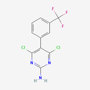 molecular formula C11H6Cl2F3N3 B13103871 4,6-Dichloro-5-(3-(trifluoromethyl)phenyl)pyrimidin-2-amine 