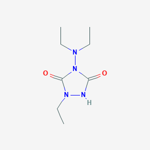 molecular formula C8H16N4O2 B13104020 4-(Diethylamino)-1-ethyl-1,2,4-triazolidine-3,5-dione 