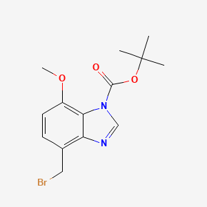 molecular formula C14H17BrN2O3 B13104100 tert-Butyl 4-(bromomethyl)-7-methoxy-1H-benzo[d]imidazole-1-carboxylate 