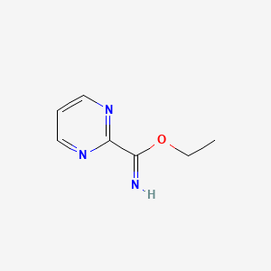 molecular formula C7H9N3O B13104106 Ethyl pyrimidine-2-carboximidate CAS No. 773011-82-8