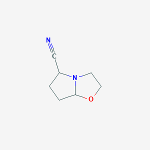 molecular formula C7H10N2O B13104116 Hexahydropyrrolo[2,1-b]oxazole-5-carbonitrile 