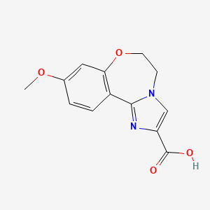 molecular formula C13H12N2O4 B13104250 9-Methoxy-5,6-dihydrobenzo[F]imidazo[1,2-D][1,4]oxazepine-2-carboxylic acid CAS No. 1956376-43-4