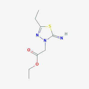 molecular formula C8H13N3O2S B13104259 Ethyl 2-(5-ethyl-2-imino-1,3,4-thiadiazol-3(2H)-yl)acetate CAS No. 737717-44-1