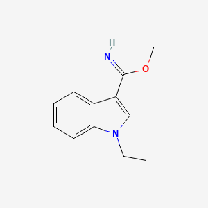 molecular formula C12H14N2O B13104296 Methyl1-ethyl-1H-indole-3-carbimidate 