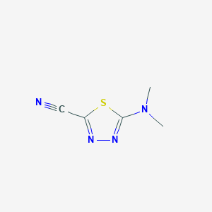 molecular formula C5H6N4S B13104327 5-(Dimethylamino)-1,3,4-thiadiazole-2-carbonitrile 