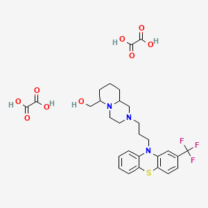 molecular formula C29H34F3N3O9S B13104357 oxalic acid;[2-[3-[2-(trifluoromethyl)phenothiazin-10-yl]propyl]-1,3,4,6,7,8,9,9a-octahydropyrido[1,2-a]pyrazin-6-yl]methanol CAS No. 33492-22-7