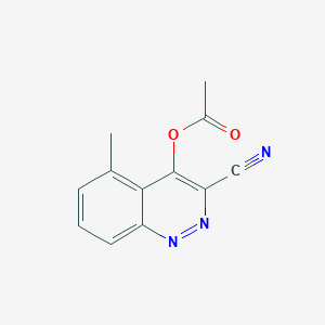molecular formula C12H9N3O2 B13104412 3-Cyano-5-methylcinnolin-4-yl acetate 