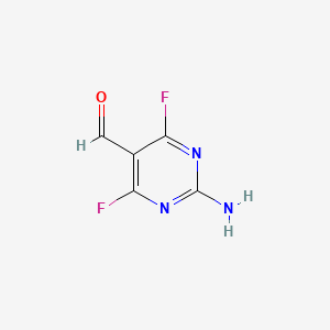 molecular formula C5H3F2N3O B13104447 2-Amino-4,6-difluoropyrimidine-5-carbaldehyde 