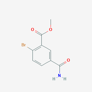 molecular formula C9H8BrNO3 B13104477 Methyl 2-bromo-5-carbamoylbenzoate 