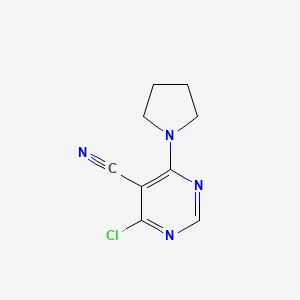 molecular formula C9H9ClN4 B13104549 4-Chloro-6-(pyrrolidin-1-yl)pyrimidine-5-carbonitrile 