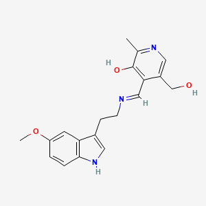 molecular formula C19H21N3O3 B13104630 5-Hydroxy-4-(((2-(5-methoxy-1H-indol-3-yl)ethyl)imino)methyl)-6-methyl-3-pyridinemethanol CAS No. 98497-90-6