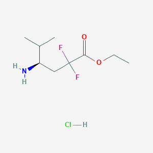 molecular formula C9H18ClF2NO2 B13104720 (R)-Ethyl 4-amino-2,2-difluoro-5-methylhexanoate hydrochloride 