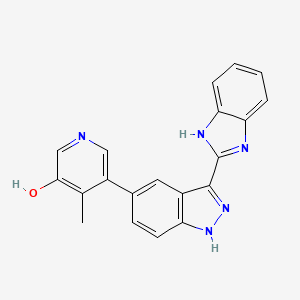 molecular formula C20H15N5O B13104817 5-(3-(1H-Benzo[D]imidazol-2-YL)-1H-indazol-5-YL)-4-methylpyridin-3-OL CAS No. 351456-28-5