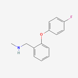 molecular formula C14H14FNO B1310483 1-(2-(4-Fluorophenoxy)phenyl)-N-methylmethanamine CAS No. 833482-53-4