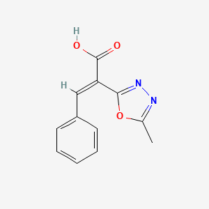 molecular formula C12H10N2O3 B13104931 2-(5-Methyl-1,3,4-oxadiazol-2-yl)-3-phenylacrylic acid 