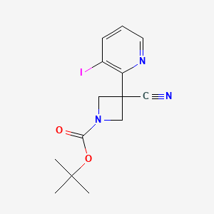 molecular formula C14H16IN3O2 B13105015 Tert-butyl 3-cyano-3-(3-iodopyridin-2-YL)azetidine-1-carboxylate 