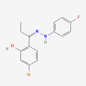 molecular formula C15H14BrFN2O B13105030 5-Bromo-2-[1-[(4-fluorophenyl)hydrazono]propyl]phenol 