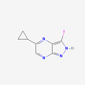 molecular formula C8H7IN4 B13105060 5-Cyclopropyl-3-iodo-1H-pyrazolo[3,4-b]pyrazine 