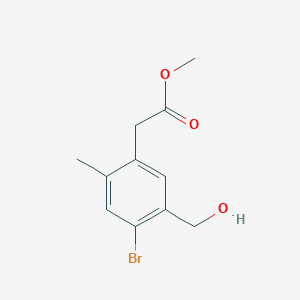 molecular formula C11H13BrO3 B13105508 Methyl 2-(4-bromo-5-(hydroxymethyl)-2-methylphenyl)acetate 