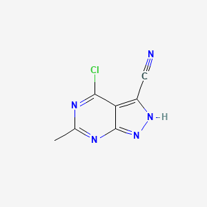 molecular formula C7H4ClN5 B13105526 4-Chloro-6-methyl-1H-pyrazolo[3,4-d]pyrimidine-3-carbonitrile 