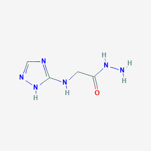 molecular formula C4H8N6O B13105561 2-((1H-1,2,4-Triazol-3-yl)amino)acetohydrazide 