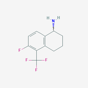 molecular formula C11H11F4N B13105617 (R)-6-fluoro-5-(trifluoromethyl)-1,2,3,4-tetrahydronaphthalen-1-amine 