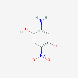 molecular formula C6H5FN2O3 B13105716 2-Amino-4-fluoro-5-nitrophenol 