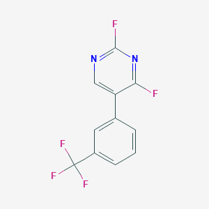 molecular formula C11H5F5N2 B13105724 2,4-Difluoro-5-(3-(trifluoromethyl)phenyl)pyrimidine 