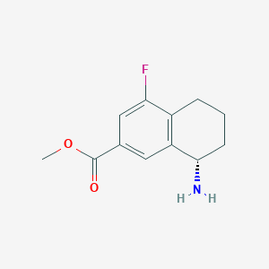 molecular formula C12H14FNO2 B13105795 Methyl (s)-8-amino-4-fluoro-5,6,7,8-tetrahydronaphthalene-2-carboxylate hydrochloride 