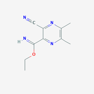 molecular formula C10H12N4O B13105876 Ethyl 3-cyano-5,6-dimethyl-2-pyrazinecarboximidate 