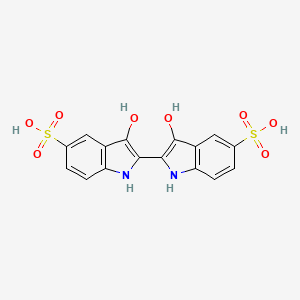 molecular formula C16H12N2O8S2 B13105980 3,3'-Dihydroxy-1H,1'H-[2,2'-biindole]-5,5'-disulfonic acid CAS No. 28286-71-7