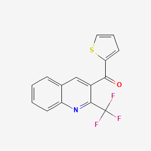 molecular formula C15H8F3NOS B13106122 Thiophen-2-YL(2-(trifluoromethyl)quinolin-3-YL)methanone 