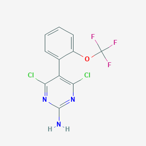 molecular formula C11H6Cl2F3N3O B13106125 4,6-Dichloro-5-(2-(trifluoromethoxy)phenyl)pyrimidin-2-amine 