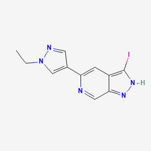 molecular formula C11H10IN5 B13106145 5-(1-Ethyl-1H-pyrazol-4-yl)-3-iodo-1H-pyrazolo[3,4-c]pyridine 