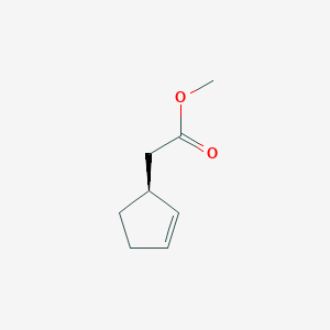 molecular formula C8H12O2 B13106280 (S)-Methyl2-(cyclopent-2-en-1-yl)acetate 