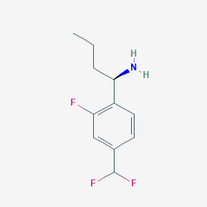 molecular formula C11H14F3N B13106301 (R)-1-(4-(difluoromethyl)-2-fluorophenyl)butan-1-amine 