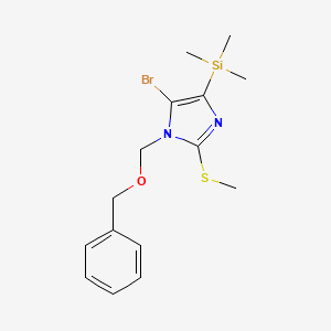 molecular formula C15H21BrN2OSSi B13106320 1-((Benzyloxy)methyl)-5-bromo-2-(methylthio)-4-(trimethylsilyl)-1H-imidazole 