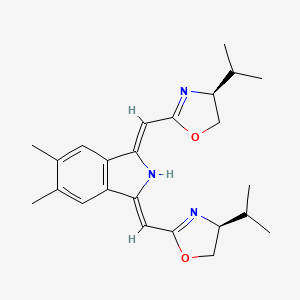 molecular formula C24H31N3O2 B13106345 (4S,4'S)-2,2'-((1Z,1'Z)-(5,6-Dimethylisoindoline-1,3-diylidene)bis(methanylylidene))bis(4-isopropyl-4,5-dihydrooxazole) 