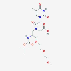 molecular formula C22H36N4O10 B13106414 2-[[(2R)-3-[2-(2-methoxyethoxy)ethoxy]-2-[(2-methylpropan-2-yl)oxycarbonylamino]propyl]-[2-(5-methyl-2,4-dioxopyrimidin-1-yl)acetyl]amino]acetic acid 