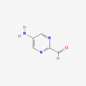molecular formula C5H5N3O B13106446 5-Aminopyrimidine-2-carbaldehyde 