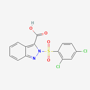 molecular formula C14H8Cl2N2O4S B13106717 2-(2,4-Dichlorobenzene-1-sulfonyl)-2H-indazole-3-carboxylic acid CAS No. 920019-85-8