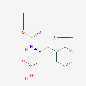 molecular formula C16H20F3NO4 B1310859 (R)-3-((tert-butoxycarbonyl)amino)-4-(2-(trifluoromethyl)phenyl)butanoic acid CAS No. 269396-77-2