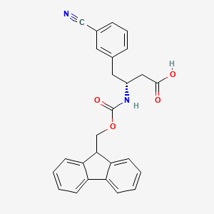 molecular formula C26H22N2O4 B1310866 (R)-3-((((9H-Fluoren-9-yl)methoxy)carbonyl)amino)-4-(3-cyanophenyl)butanoic acid CAS No. 269726-84-3