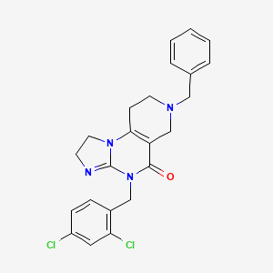 molecular formula C23H22Cl2N4O B13108660 7-Benzyl-4-(2,4-dichlorobenzyl)-1,2,6,7,8,9-hexahydroimidazo[1,2-a]pyrido[3,4-e]pyrimidin-5(4H)-one 