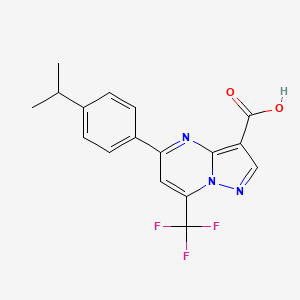 molecular formula C17H14F3N3O2 B1310896 5-(4-Isopropylphenyl)-7-(trifluoromethyl)pyrazolo[1,5-a]pyrimidine-3-carboxylic acid CAS No. 725699-04-7