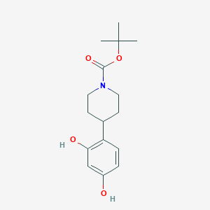 molecular formula C16H23NO4 B13109319 Tert-butyl 4-(2,4-dihydroxyphenyl)piperidine-1-carboxylate 