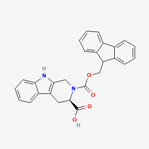 molecular formula C27H22N2O4 B1310954 (R)-2-(((9H-fluoren-9-yl)methoxy)carbonyl)-2,3,4,9-tetrahydro-1H-pyrido[3,4-b]indole-3-carboxylic acid CAS No. 268731-07-3