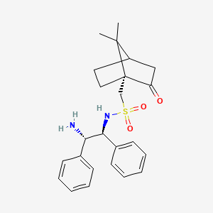 molecular formula C24H30N2O3S B13109569 N-((1S,2S)-2-Amino-1,2-diphenylethyl)-1-((1R)-7,7-dimethyl-2-oxobicyclo[2.2.1]heptan-1-yl)methanesulfonamide 
