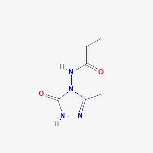 molecular formula C6H10N4O2 B13109584 N-(3-Methyl-5-oxo-1H-1,2,4-triazol-4(5H)-yl)propionamide 